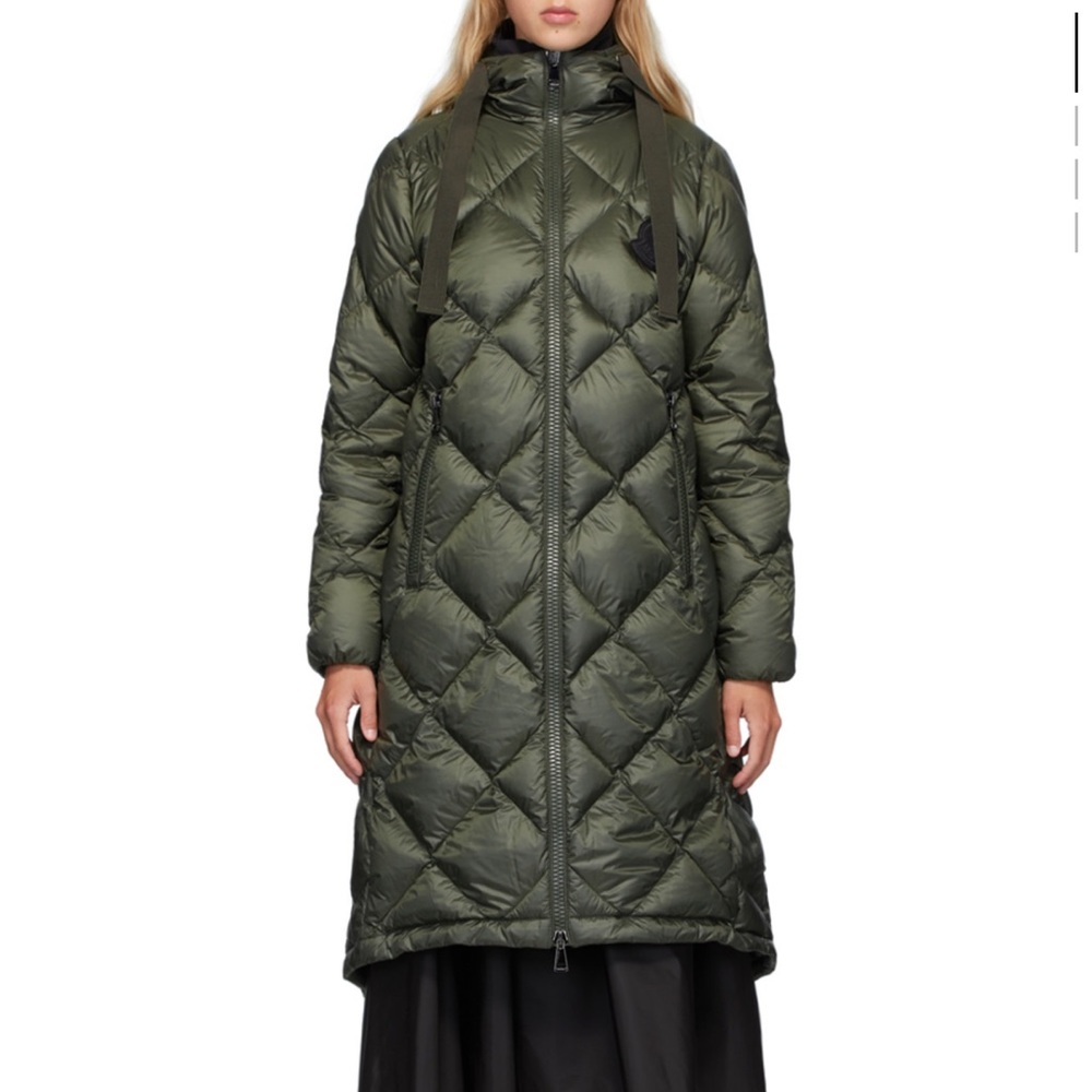 Moncler green down duroc diamond coat